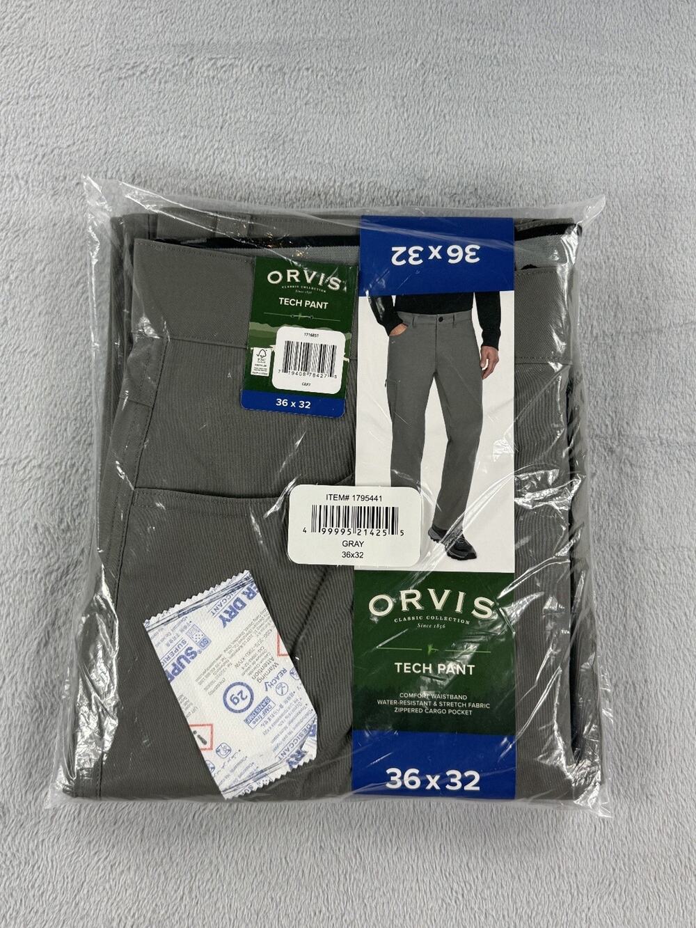 Orvis Tech Pants Men's 36x32 Gray Water-Resistant Stretch Cargo Pockets New NWT